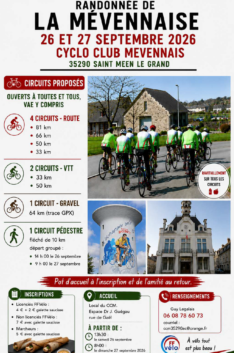 Samedi 26 et Dimanche 27 Septembre 2026 - Randonnée St-Méen-Le-Grand