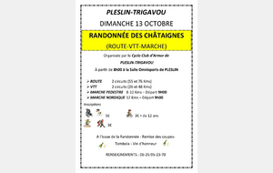 Randonnées des Châtaignes Pleslin-Trigavou le 13 octobre 2024