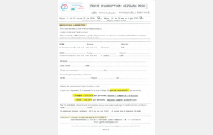 Fiche inscription séjour CODEP 22 mai / juin 2026