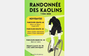 Vendredi 1er mai 2026 - Randonnée de QUESSOY "Les Kaolins"