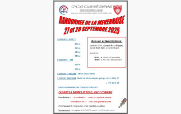 Samedi 27 et dimanche 28 septembre 2025 - Randonnée St-Méen-Le- Grand