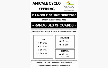 Dimanche 23 novembre 2025 - Randonnée des Chocards à Yffiniac
