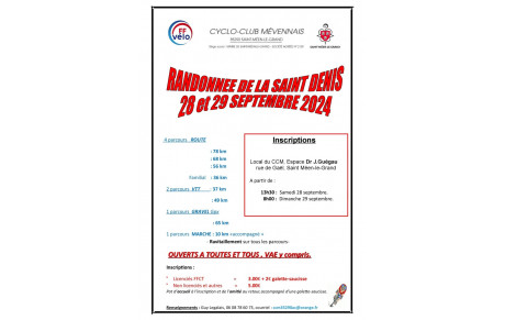 Randonnées St Méen Le Grand les 28 et 29 septembre 2024