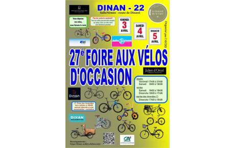 DINAN - Foire aux vélos les  3,4 et 5 Avril 2026.